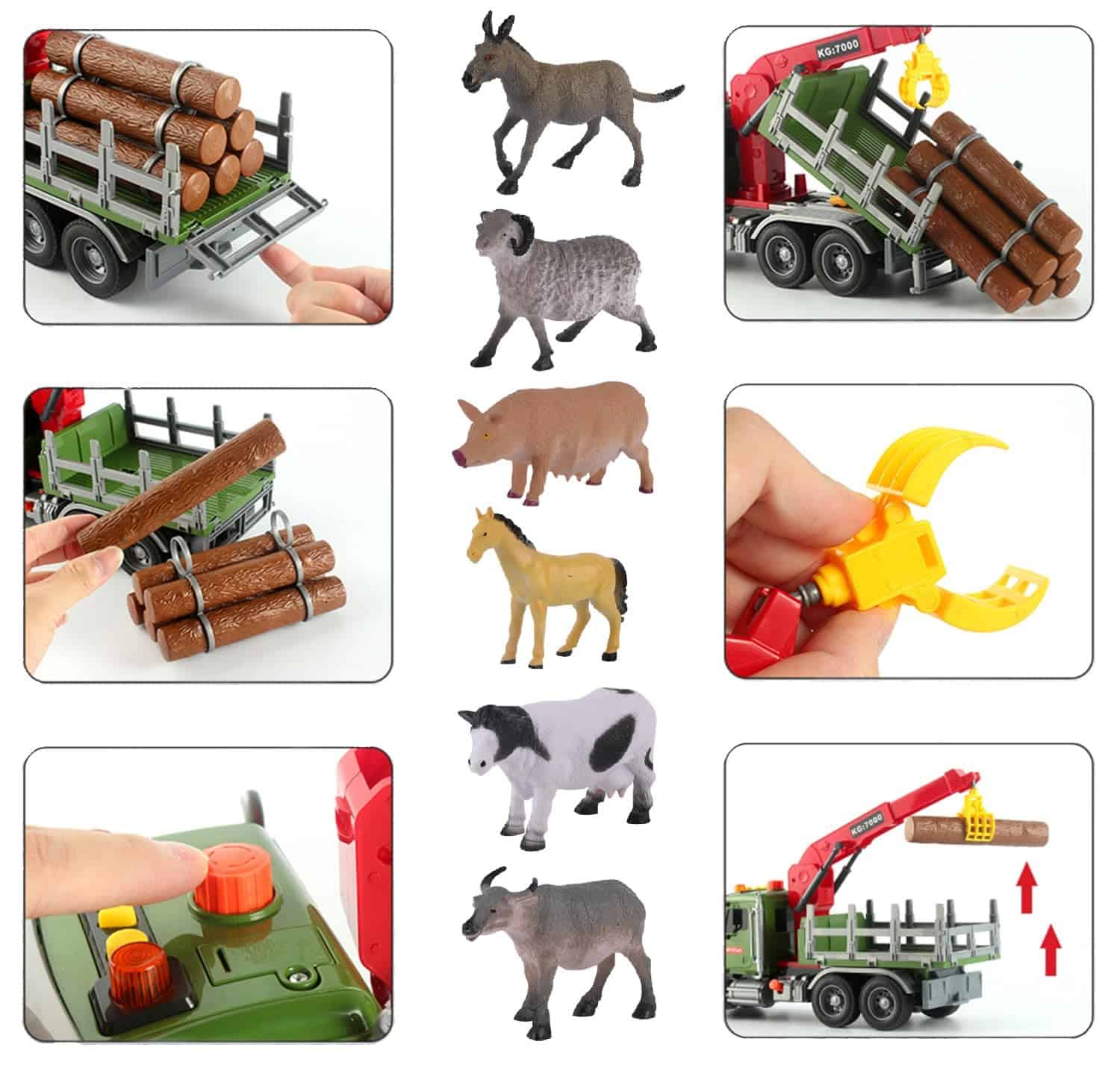 Camión de Madera con Grua Funcional y Paquete de Troncos, - Imagen 3