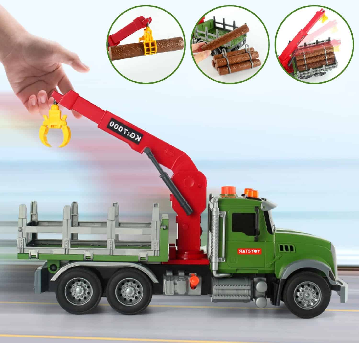 Camión de Madera con Grua Funcional y Paquete de Troncos, - Imagen 5
