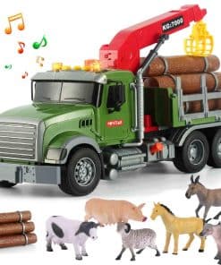 Camión de Madera con Grua Funcional y Paquete de Troncos,