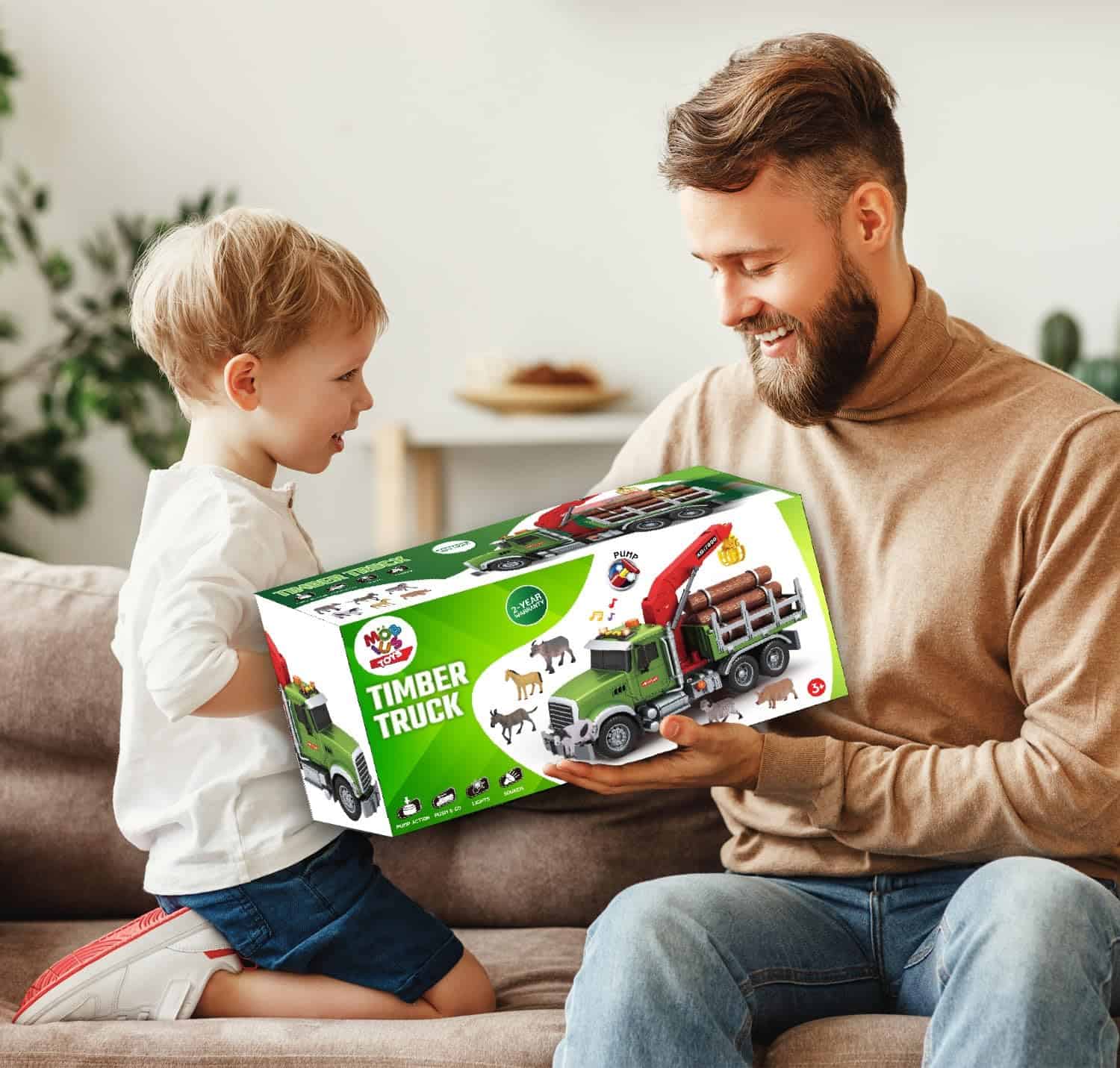 Camión de Madera con Grua Funcional y Paquete de Troncos, - Imagen 8