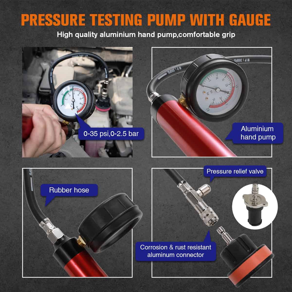 Juego de Probador de Presión de Radiador Universal WNZ con - Imagen 3