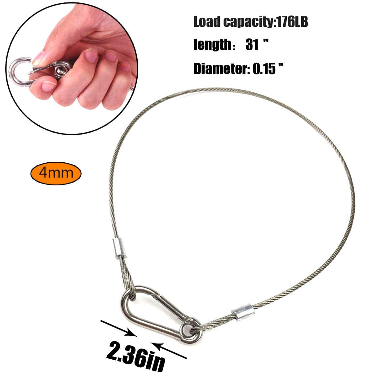 MYUYONG Cable de Seguridad para Luces de Escenario 110lb - Imagen 3