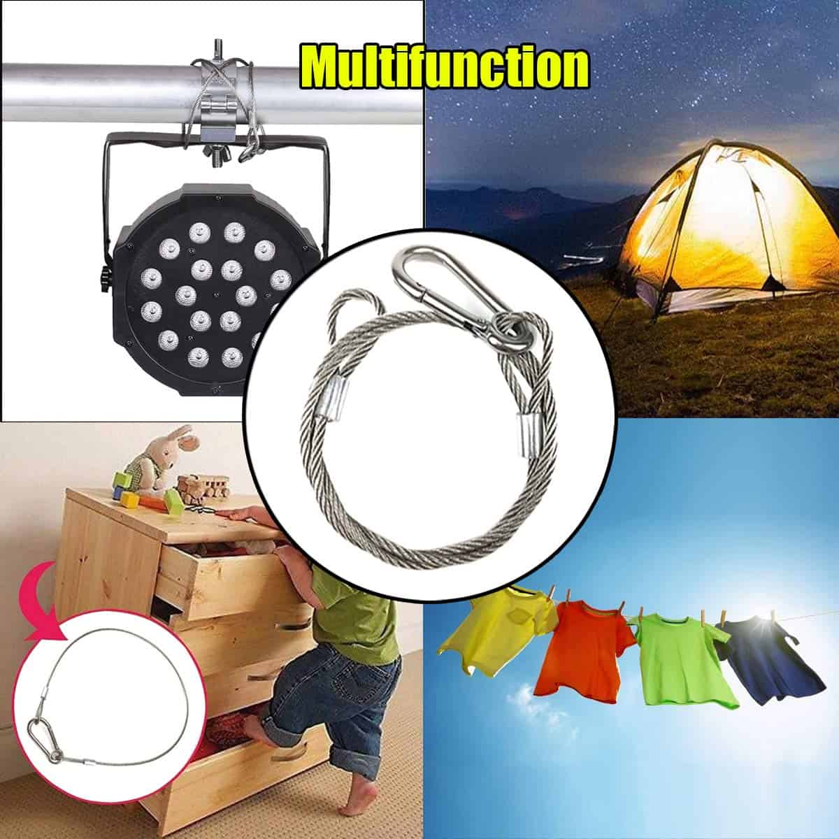 MYUYONG Cable de Seguridad para Luces de Escenario 110lb - Imagen 6