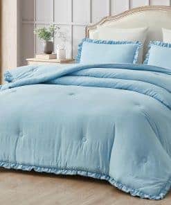 Set de edredón Chezmoi Collection Nora Chambray Blue para