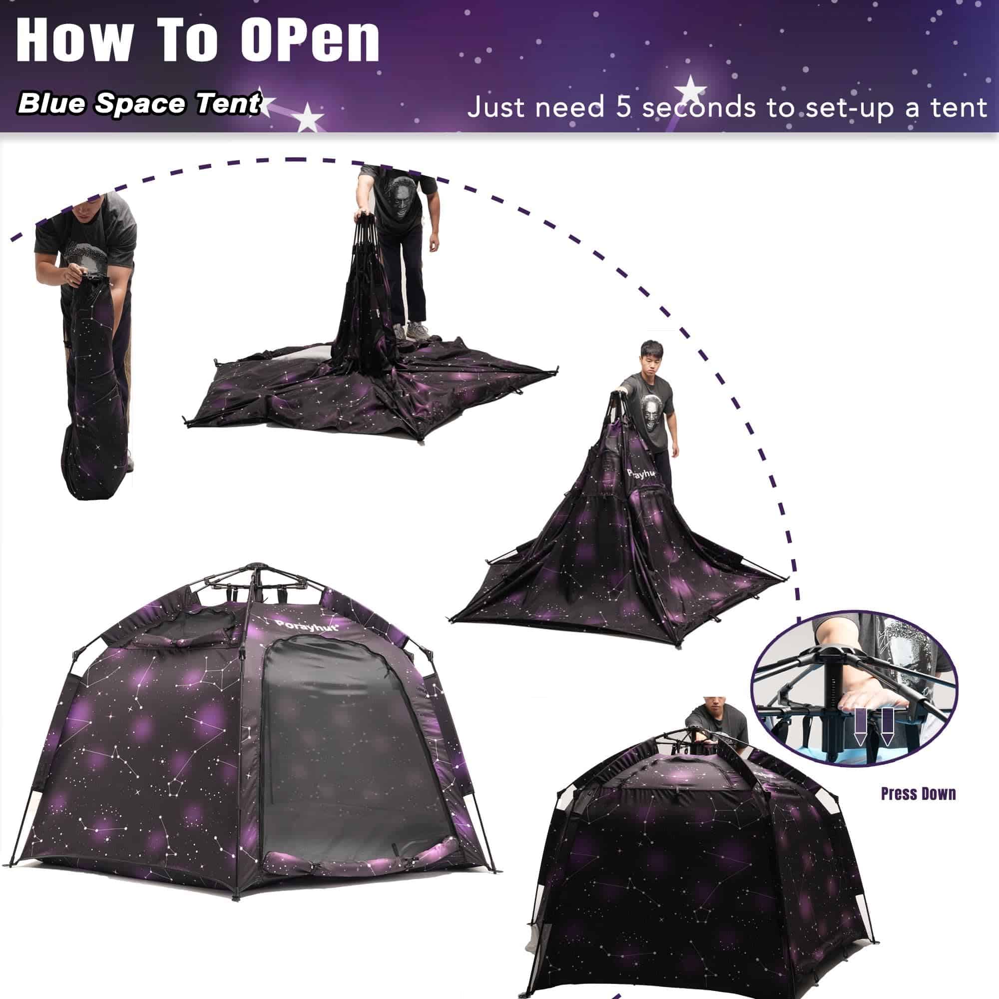 Tienda de campaña hexagonal portátil para niños con luces - Imagen 7