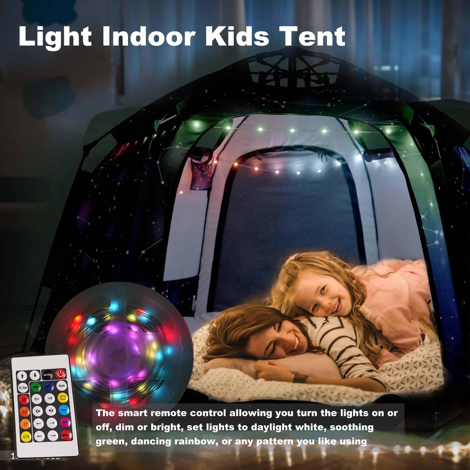 Tienda de campaña hexagonal portátil para niños con luces - Imagen 4