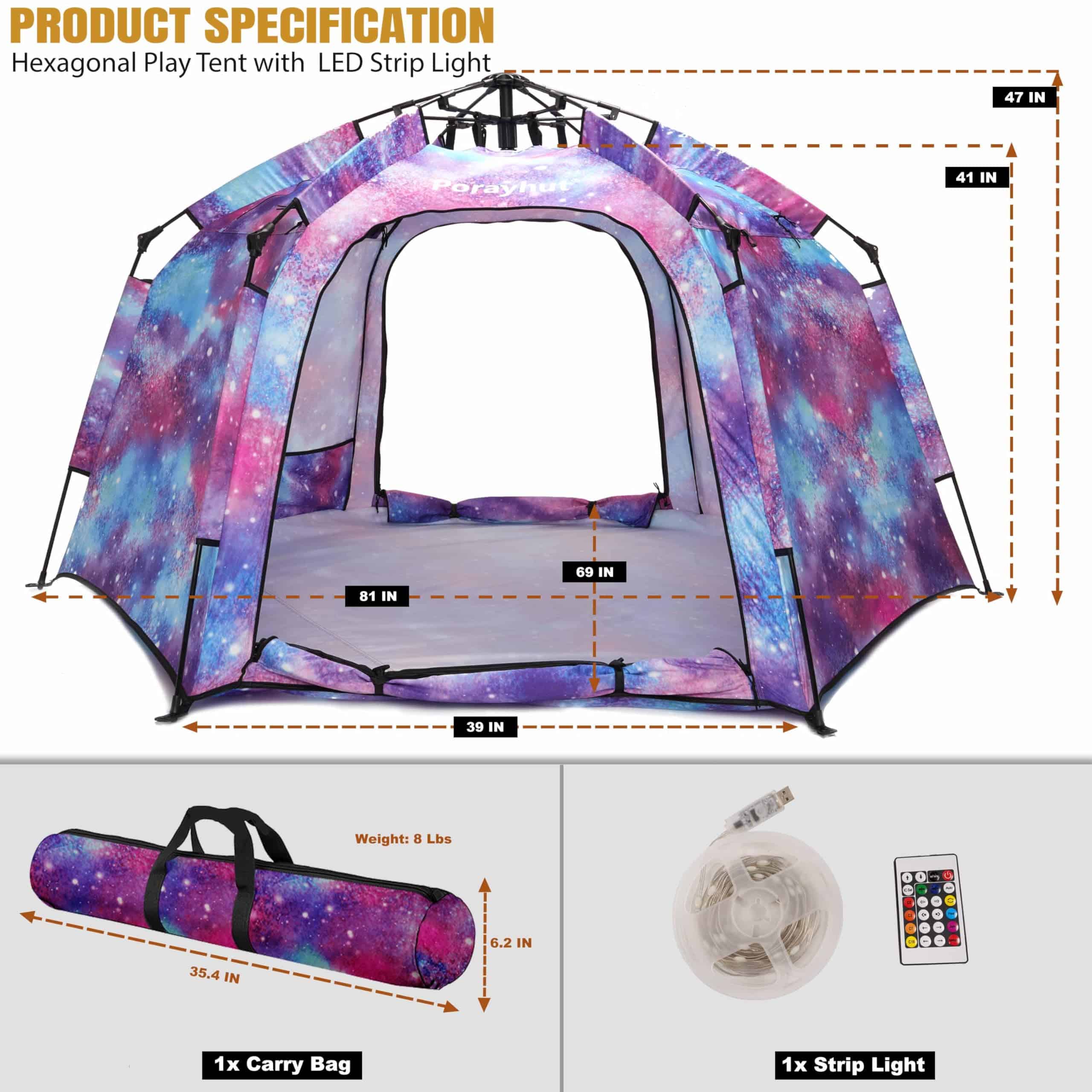 Tienda de Juego Hexagonal Portátil para Niños -Galaxia de Un - Imagen 3