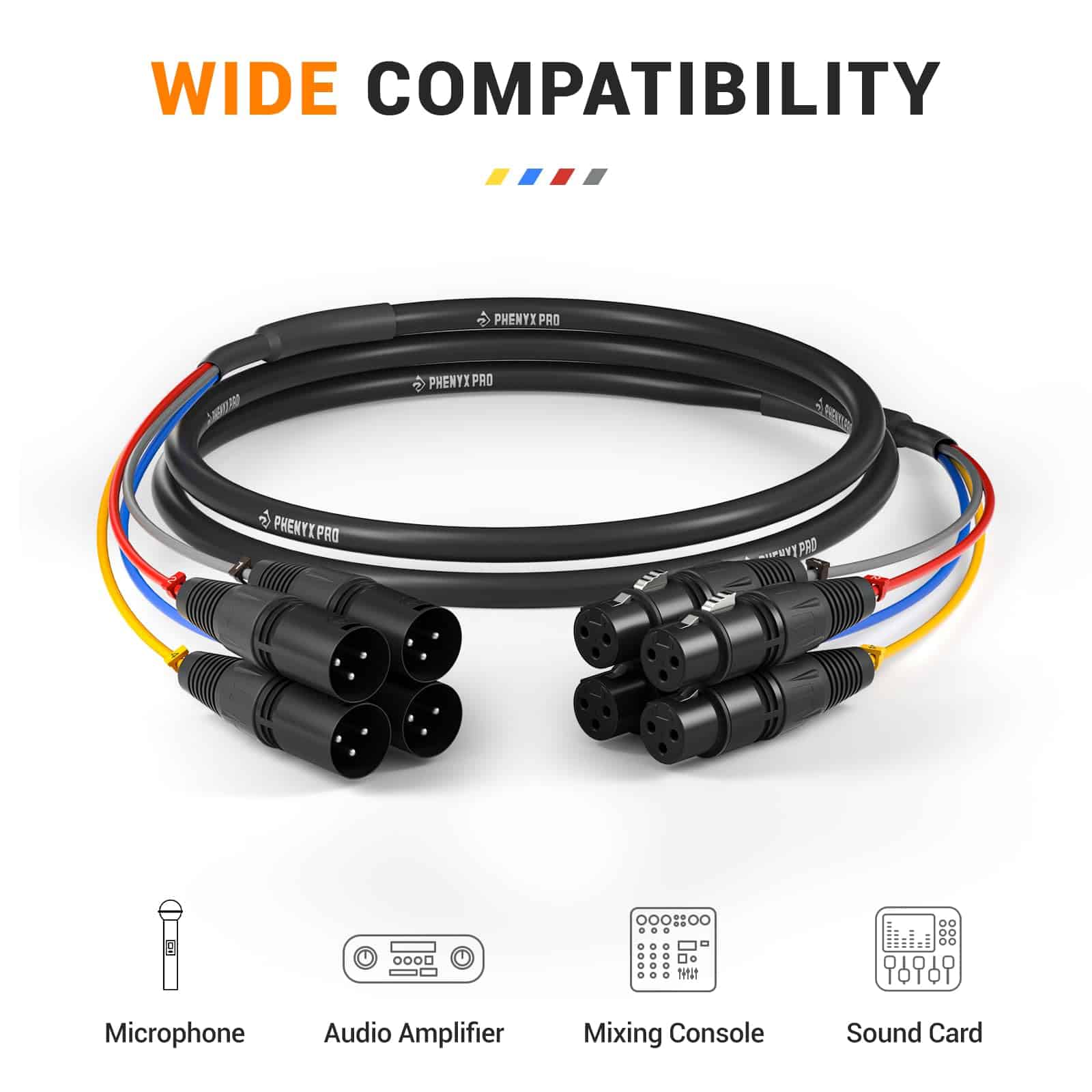 Phenyx Pro Cable Serpiente XLR, Cable de Conexión de 4 - Imagen 7