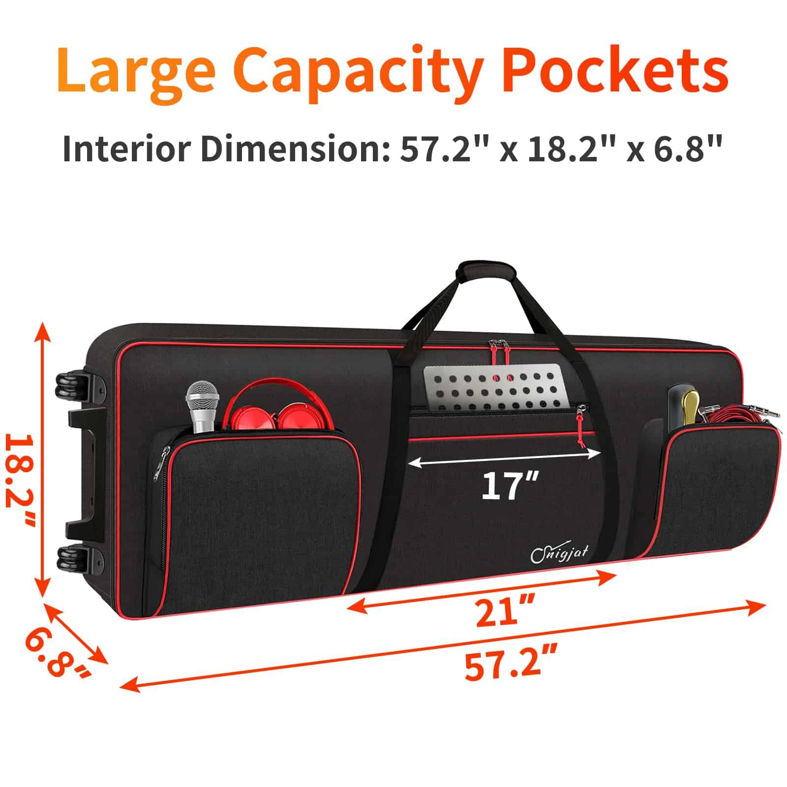 Estuche para Teclado de 88 Teclas SNIGJAT con Ruedas - Imagen 4