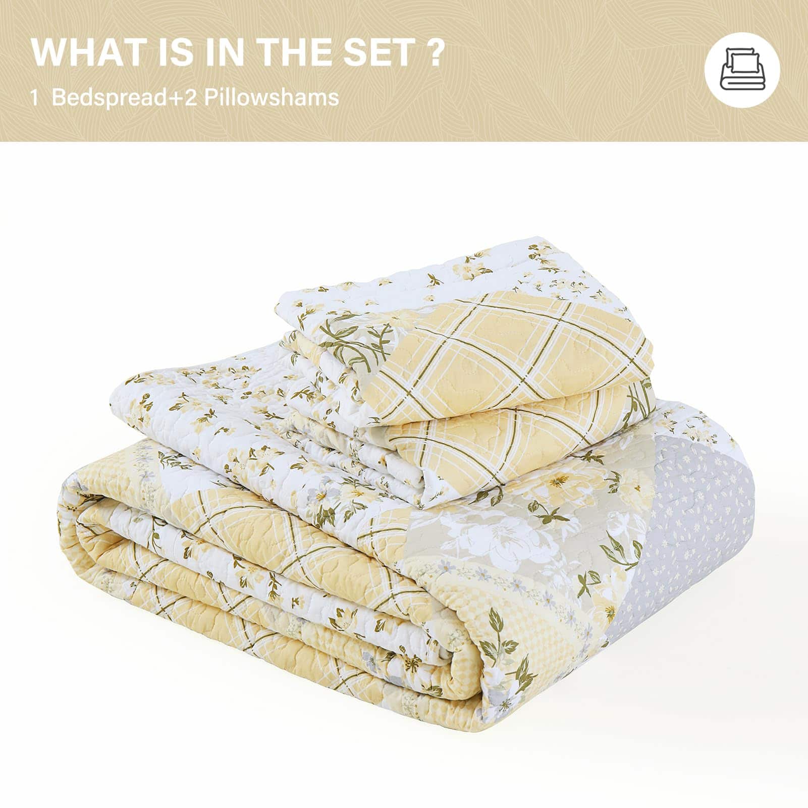 SahSahCasa 100% Algodón 120"x102" Colcha Cubrecama Queen - Imagen 7