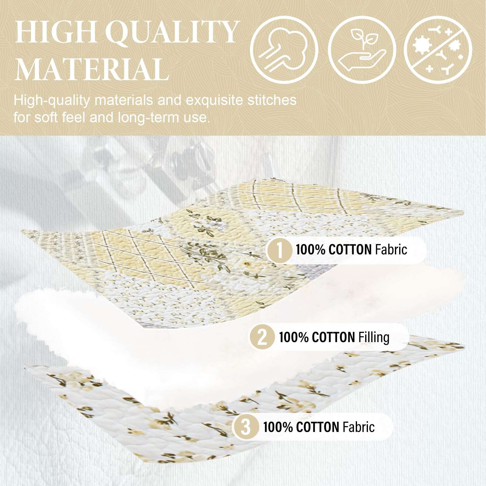 SahSahCasa 100% Algodón 120"x102" Colcha Cubrecama Queen - Imagen 8