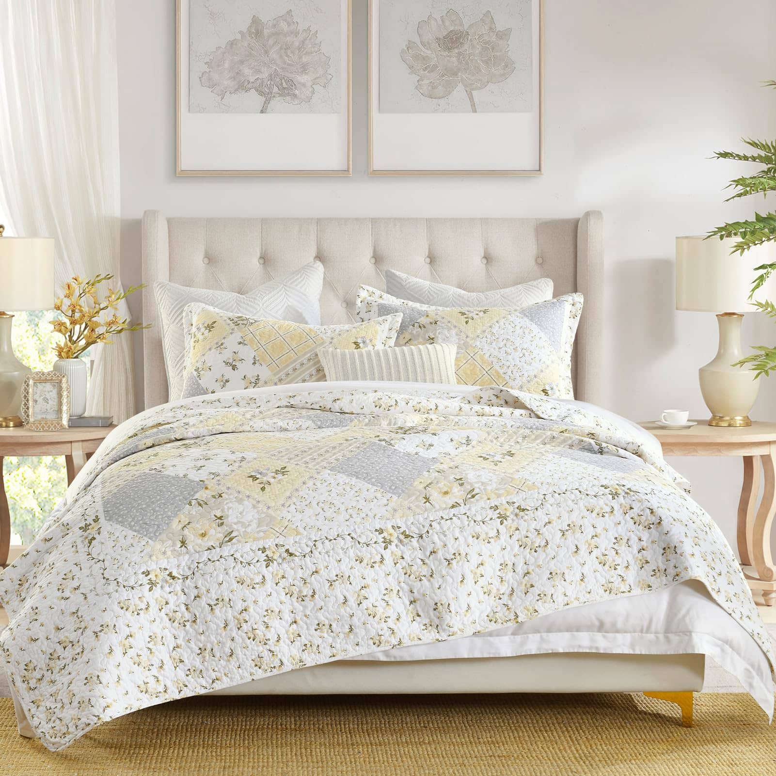 SahSahCasa 100% Algodón 120"x102" Colcha Cubrecama Queen - Imagen 4