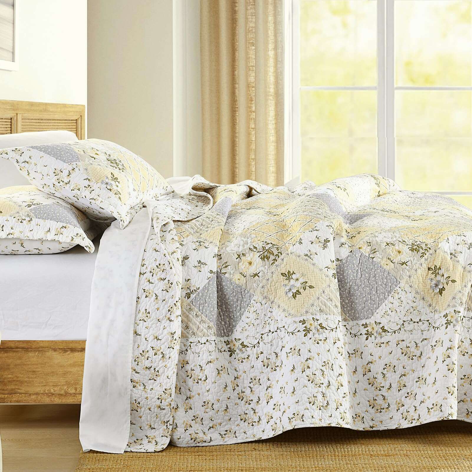 SahSahCasa 100% Algodón 120"x102" Colcha Cubrecama Queen - Imagen 3