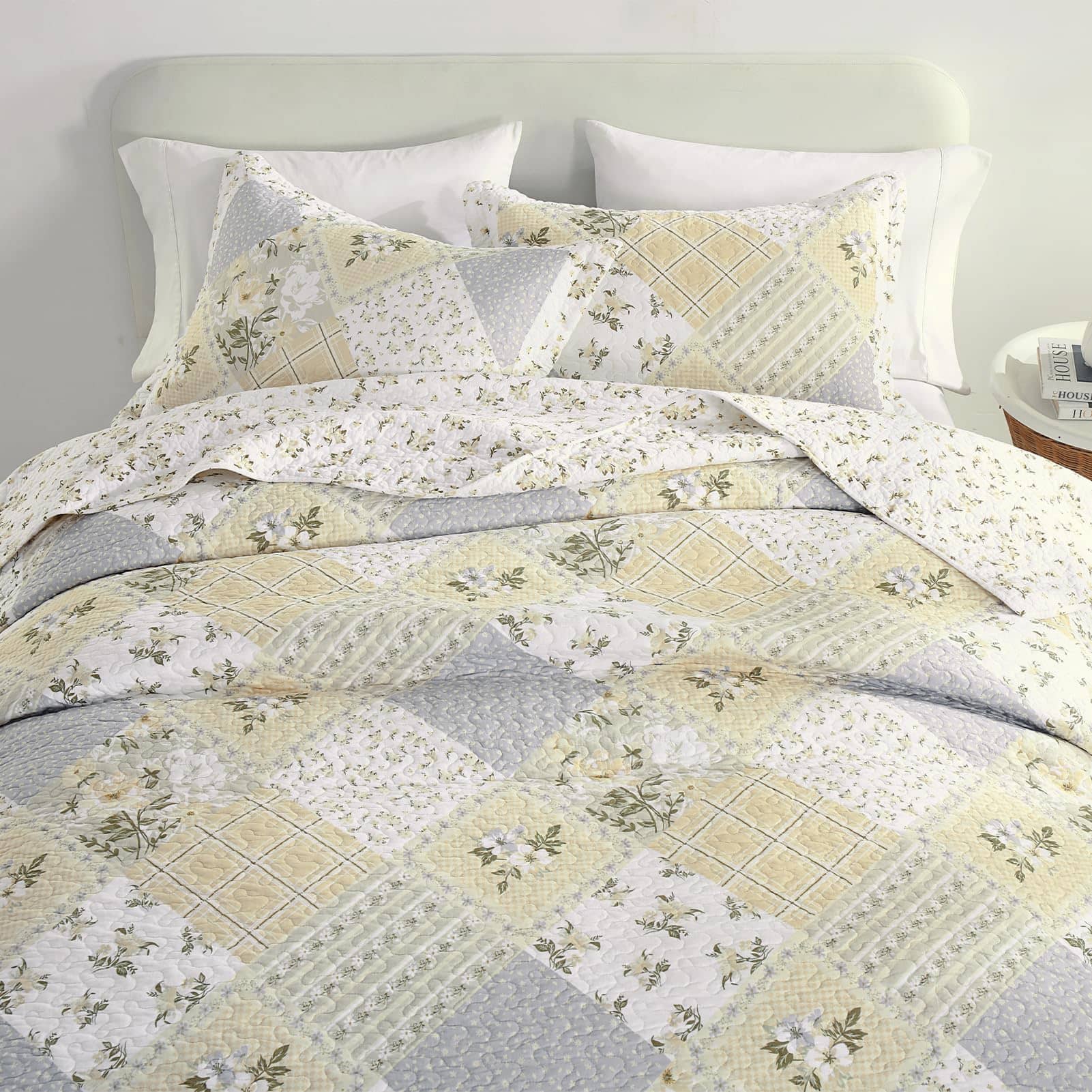 SahSahCasa 100% Algodón 120"x102" Colcha Cubrecama Queen - Imagen 5