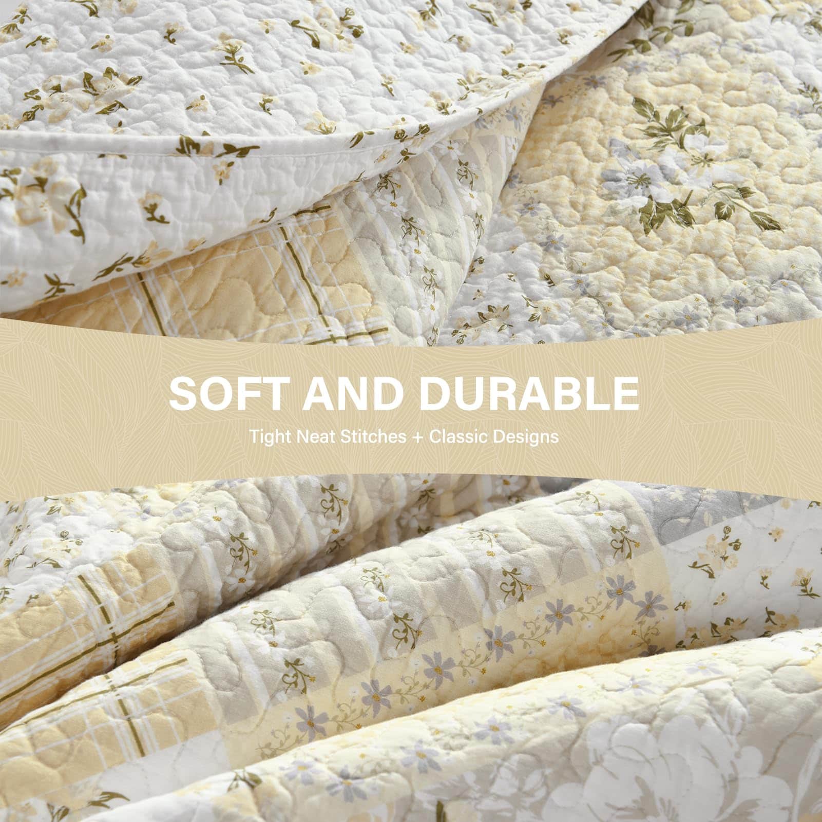 SahSahCasa 100% Algodón 120"x102" Colcha Cubrecama Queen - Imagen 6