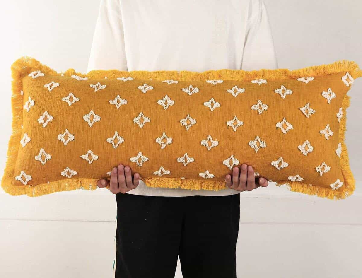 Funda de Almohada Lumbar Larga Boho DRNOU -Amarillo - Imagen 3