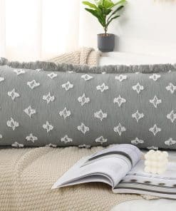 Funda de cojín largo lumbar Boho DRNOU 16x36 con borlas,