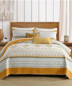 Juego de Colcha Queen QuiltEase Estilo Boho 100% Algodón