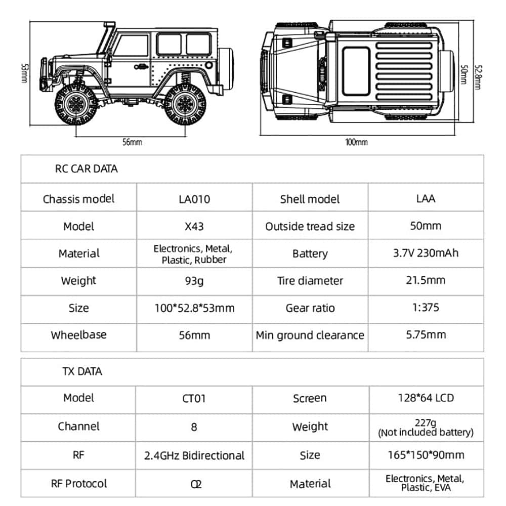 Coche de control remoto SoloGood LDARC X43 1:43 Escala - Imagen 6