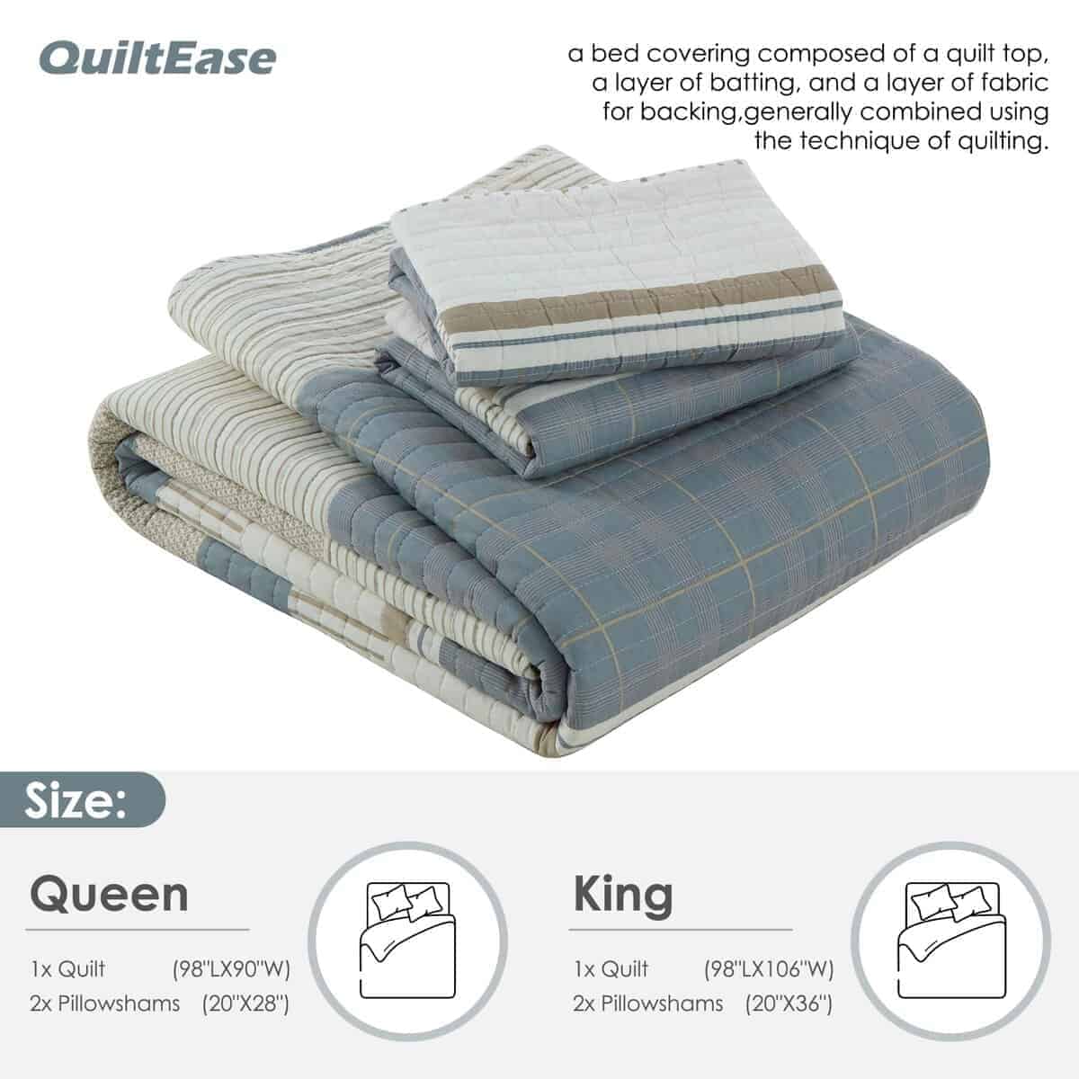 Juego de Edredón King Size QuiltEase, Edredón de Algodón - Imagen 6