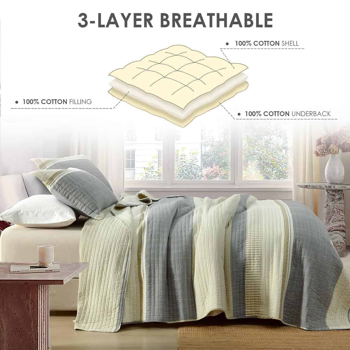 Juego de Edredón King Size QuiltEase, Edredón de Algodón - Imagen 5