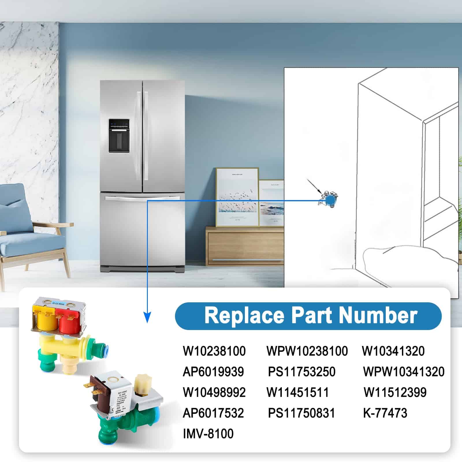 Combinación de Válvula de Ingreso de Agua del Refrigerador - Imagen 3