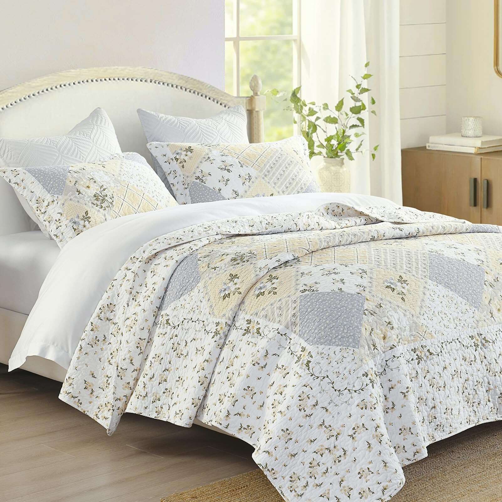 Colcha Floral de 102"x120" Tamaño Queen, 100% Algodón