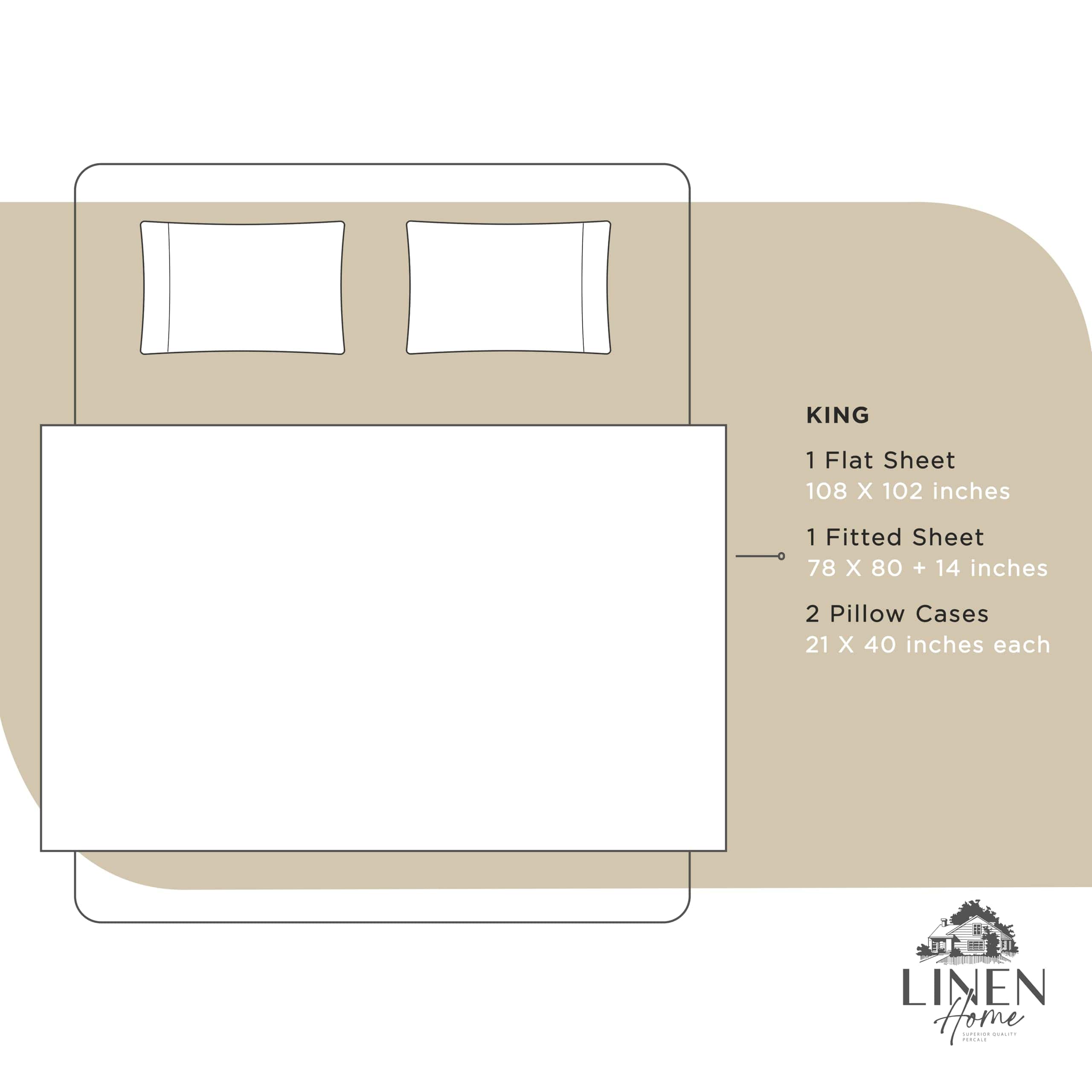 Juego de sábanas de algodón Percale 100%, tamaño King, - Imagen 7