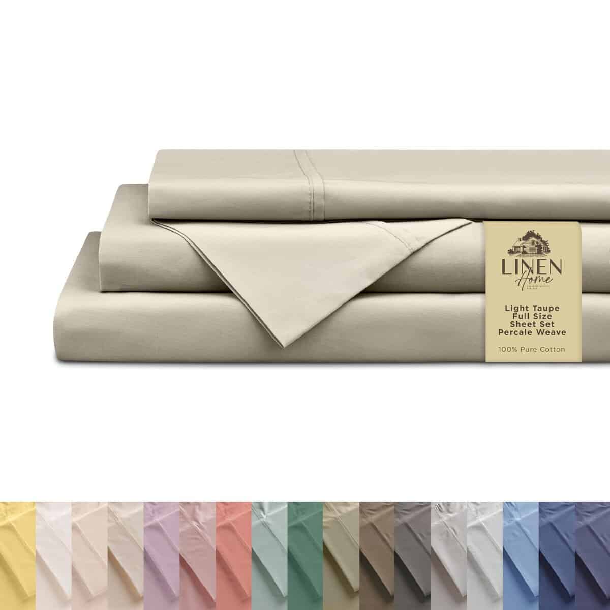 Juego de Sábanas 100% Algodón Percale Linen -Taupe Claro