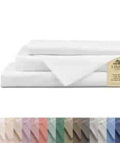 Juego de sábanas de algodón percal 100% Linen -Blanco nieve