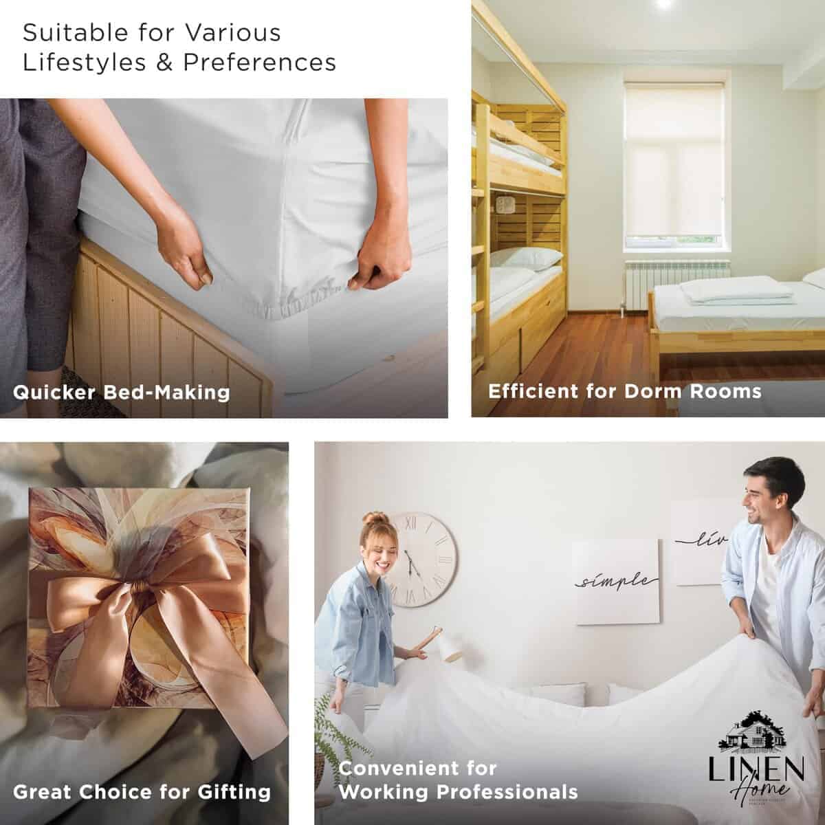 Linen Home Juego de Sábana Ajustable de 100% Algodón - Imagen 7