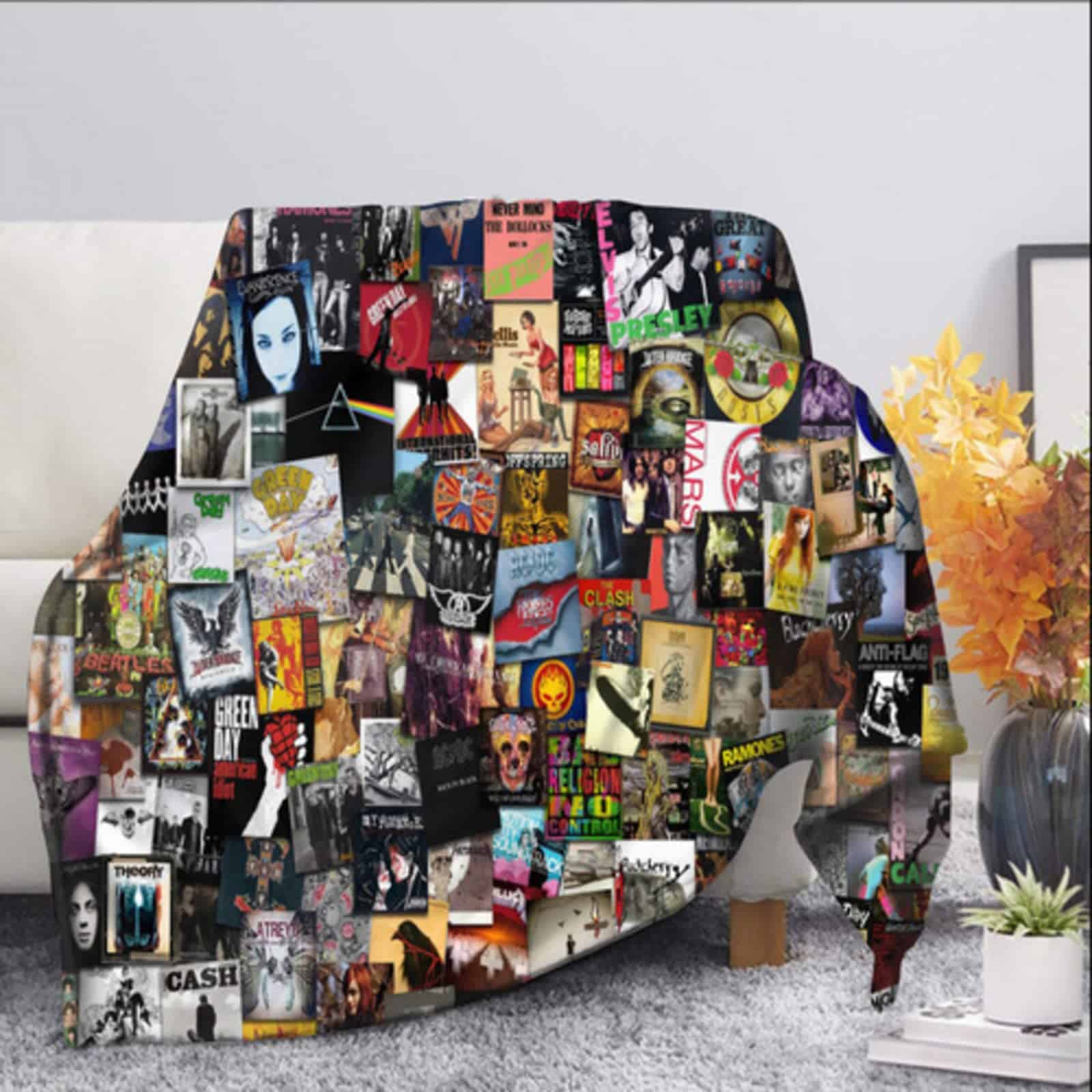Manta Suave Ligera Rock Band Collage 60"X50" para Amantes