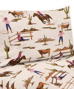 Juego de sábanas individuales para niña Cowgirl Western de
