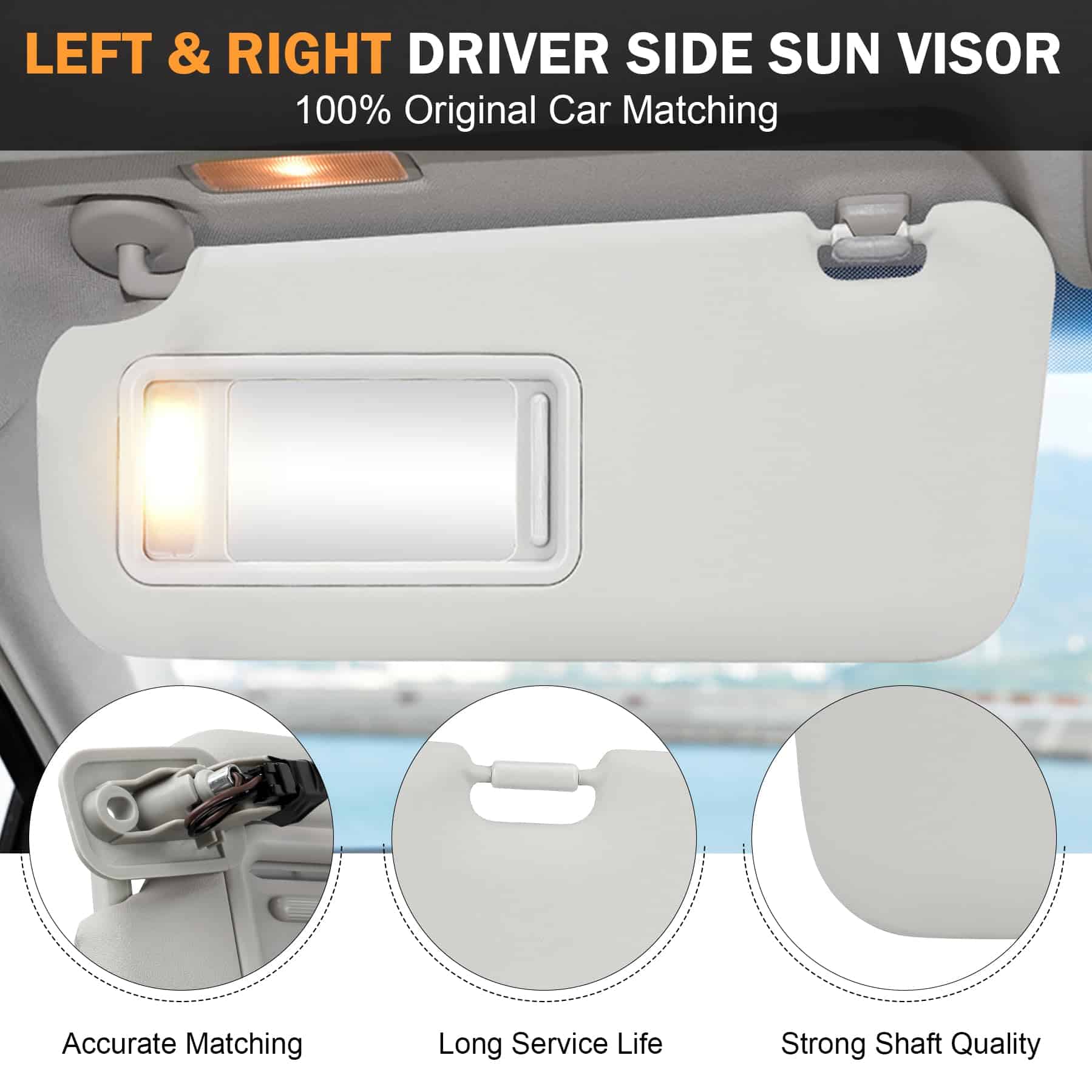 Visera de Conductor y Pasajero para Automóvil con Luces - Imagen 3