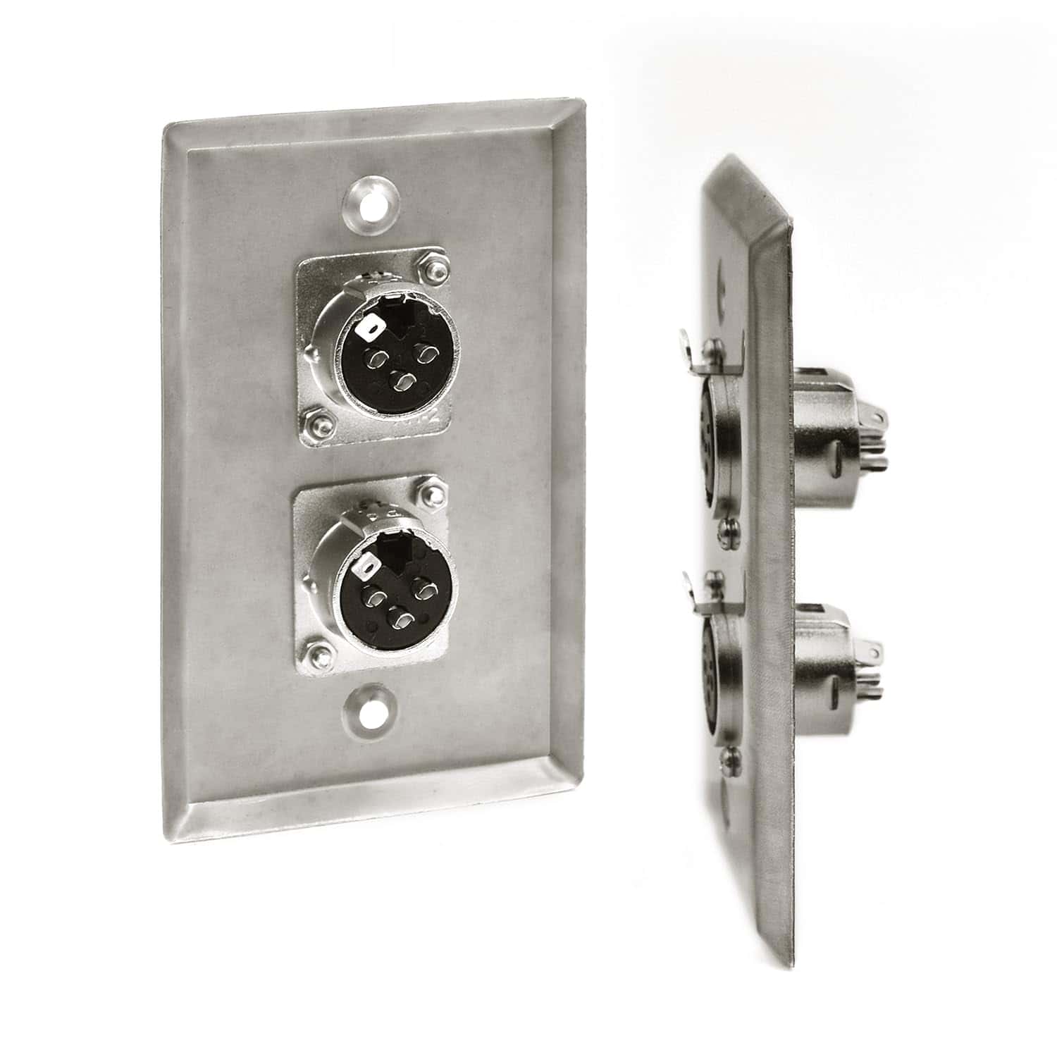 Placa de Pared de Acero Inoxidable con Enchufes XLR Dual y - Imagen 3