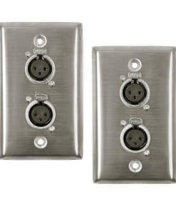 Placa de Pared de Acero Inoxidable con Enchufes XLR Dual y