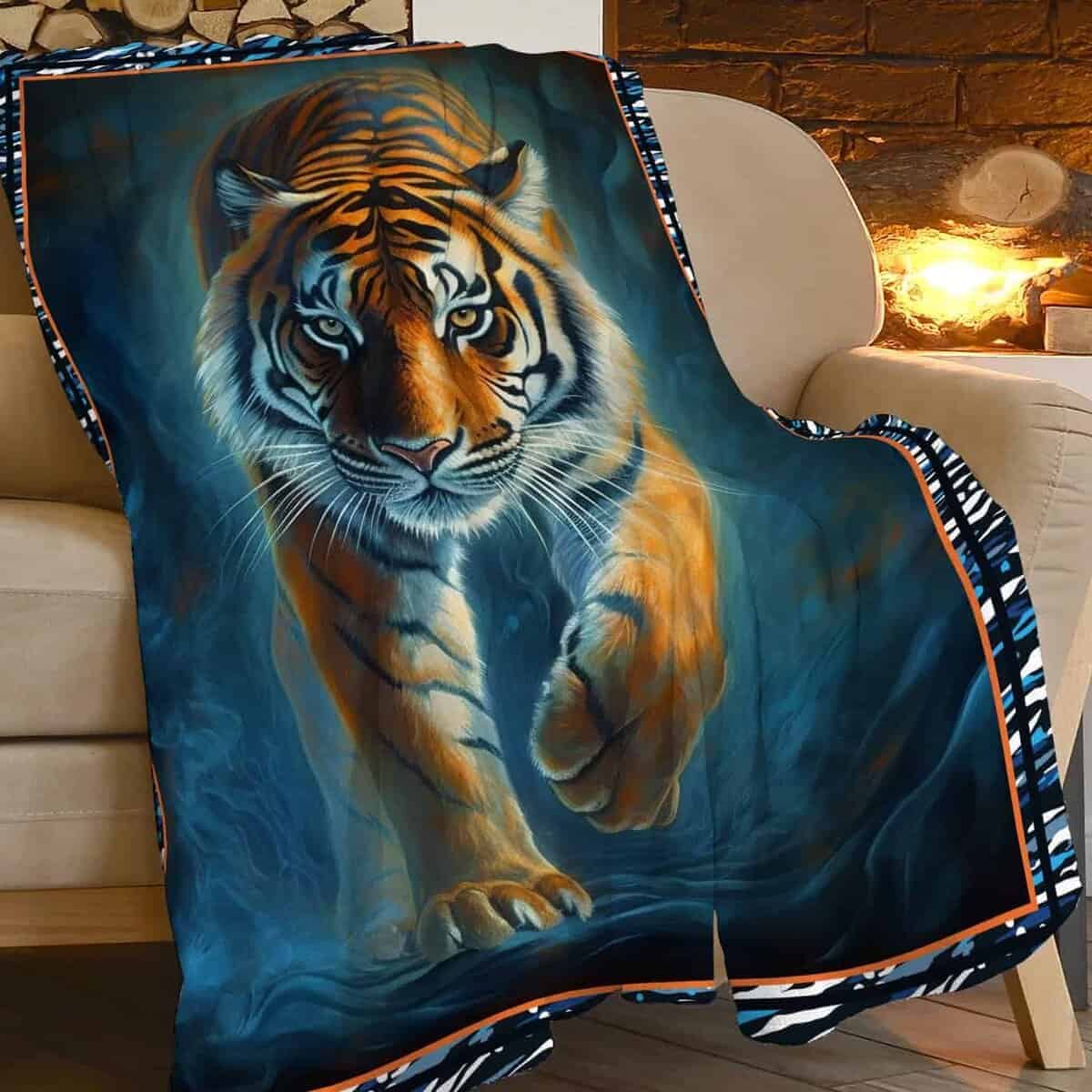 Manta de Tigre Estampado de Animal Salvaje para Sofá de la - Imagen 3