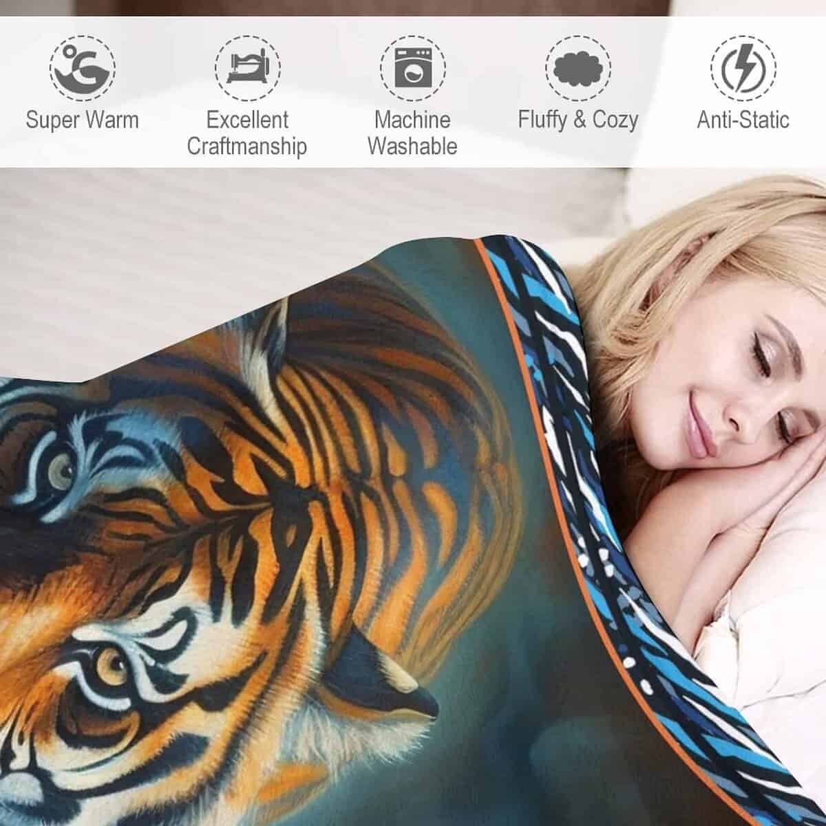 Manta de Tigre Estampado de Animal Salvaje para Sofá de la - Imagen 8