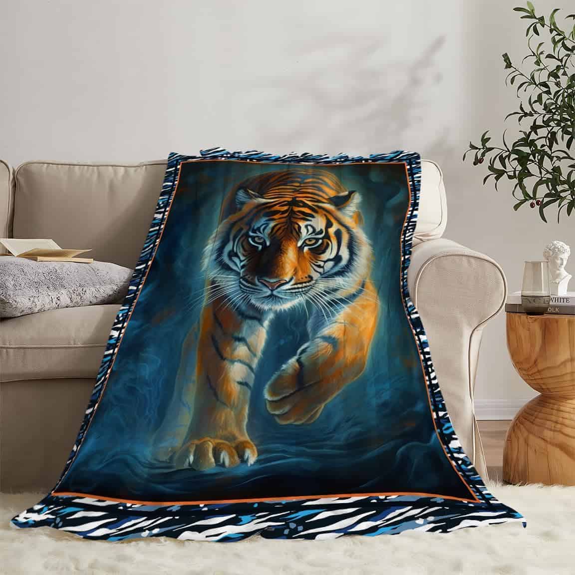 Manta de Tigre Estampado de Animal Salvaje para Sofá de la - Imagen 6