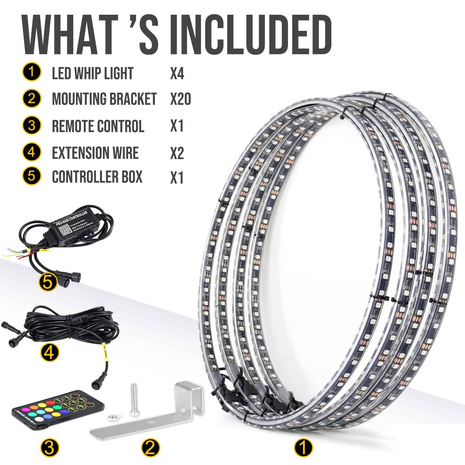 Luces de Aro de Rueda RGBW de 15.5 Pulgadas Beatto - Color - Imagen 7