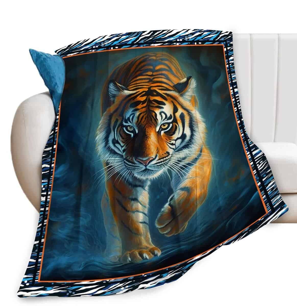 Manta de Tigre Estampado de Animal Salvaje para Sofá de la