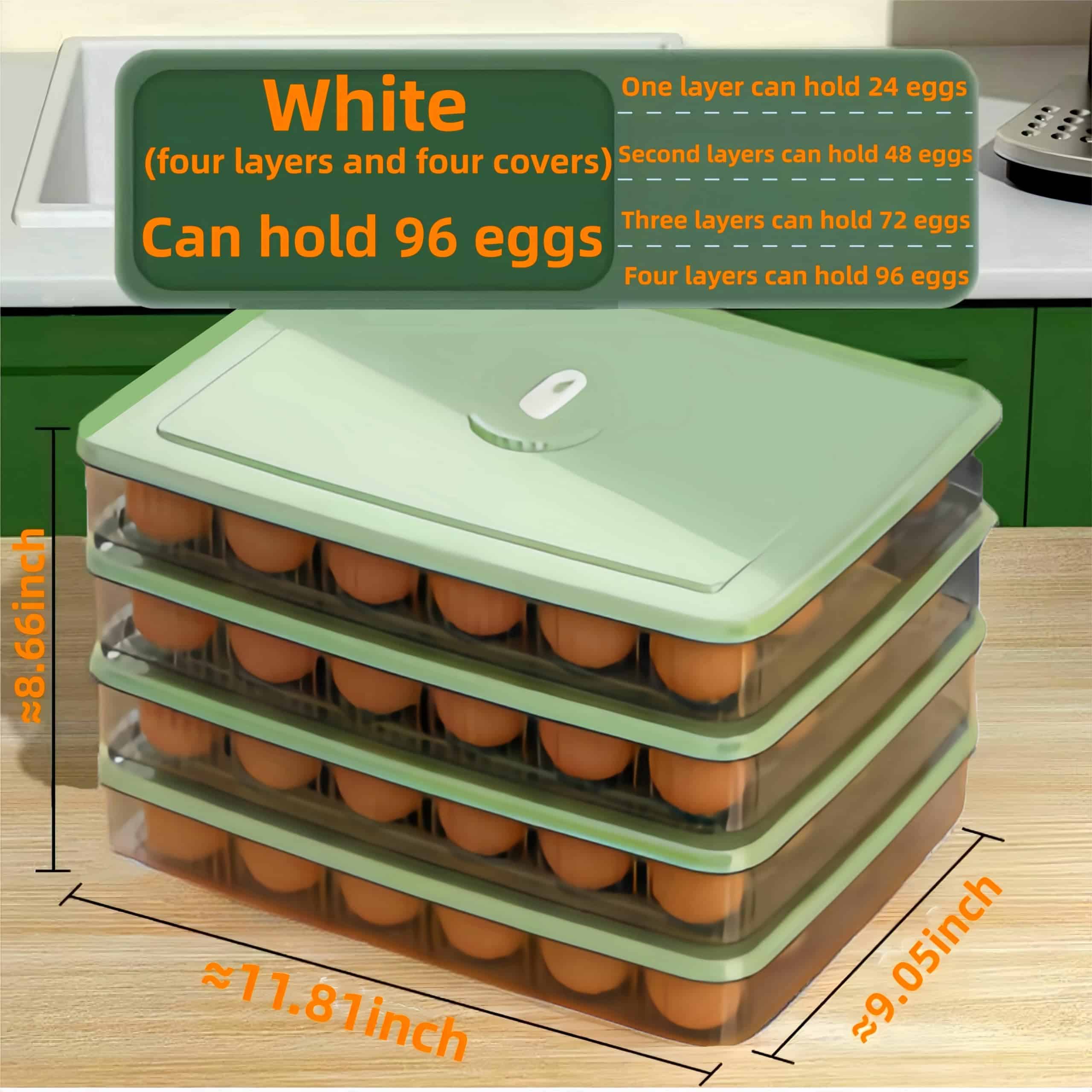 Porta huevos para refrigerador transparente 4x24 bandejas - Imagen 4