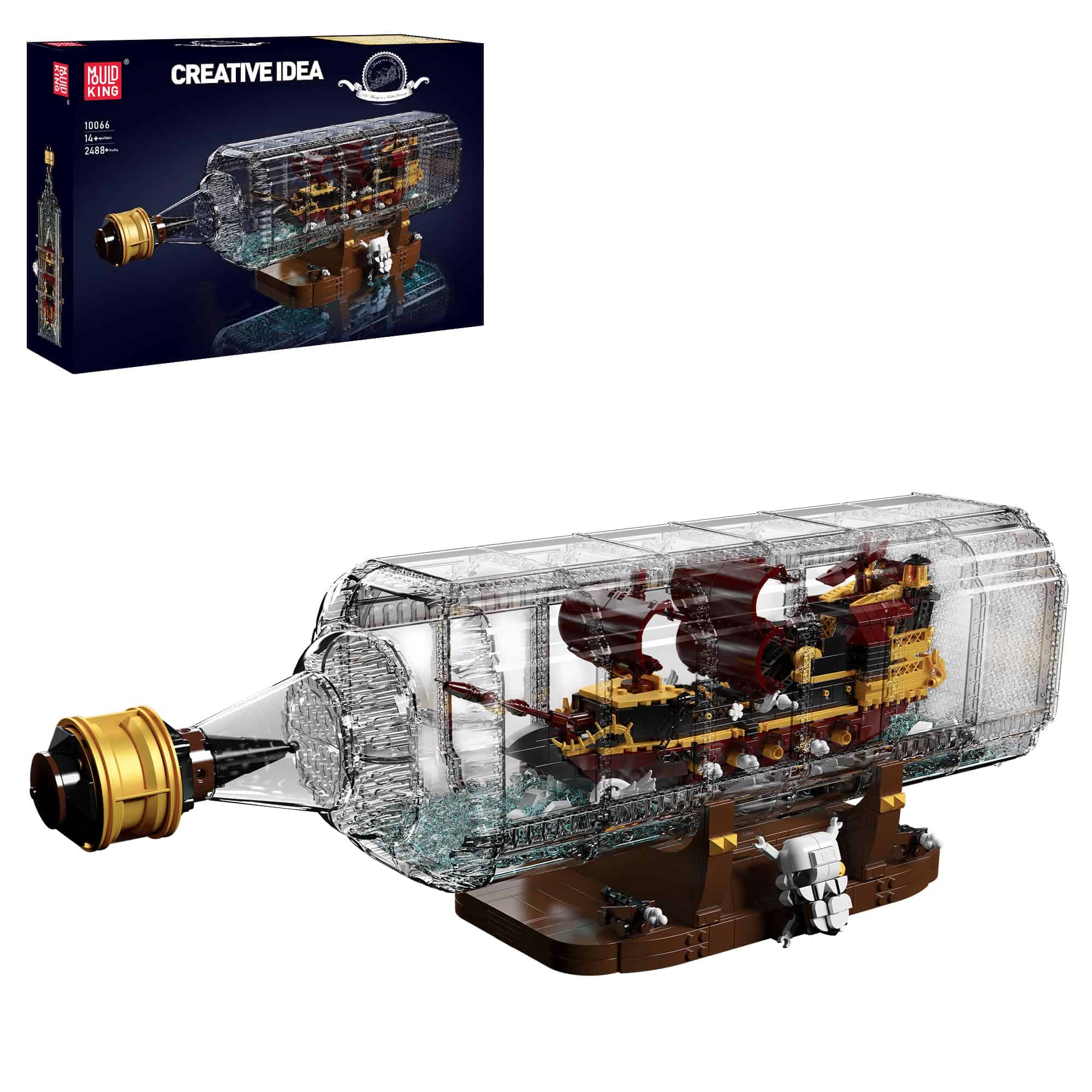 Set de bloques de construcción de barco en una botella