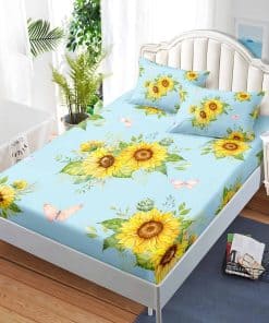 Juego de Sábanas y Fundas de Almohada de Girasol Suaves