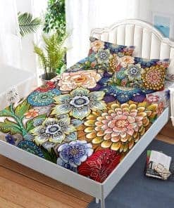 Juego de Sábanas y Fundas de Almohada Boho Floral Nttopship