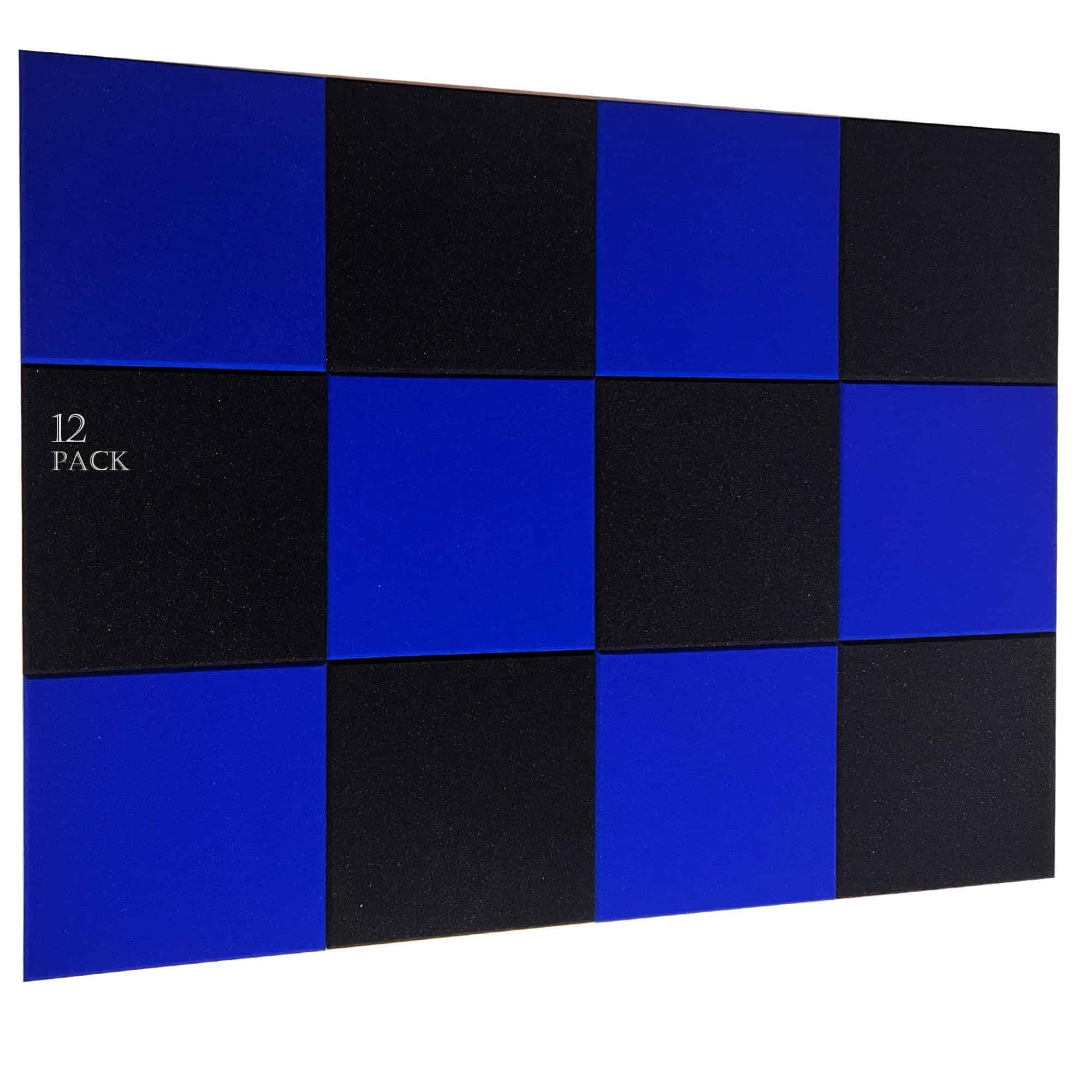 Panel de espuma acústica en forma de cuña negro/azul de 12