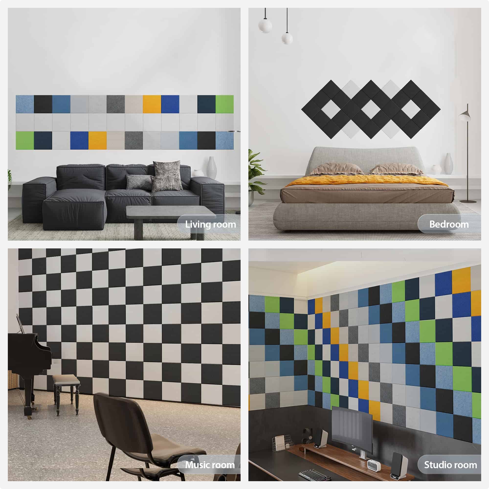 Panel Acústico Amantech de 12 Paquetes Autoadhesivos, - Imagen 8