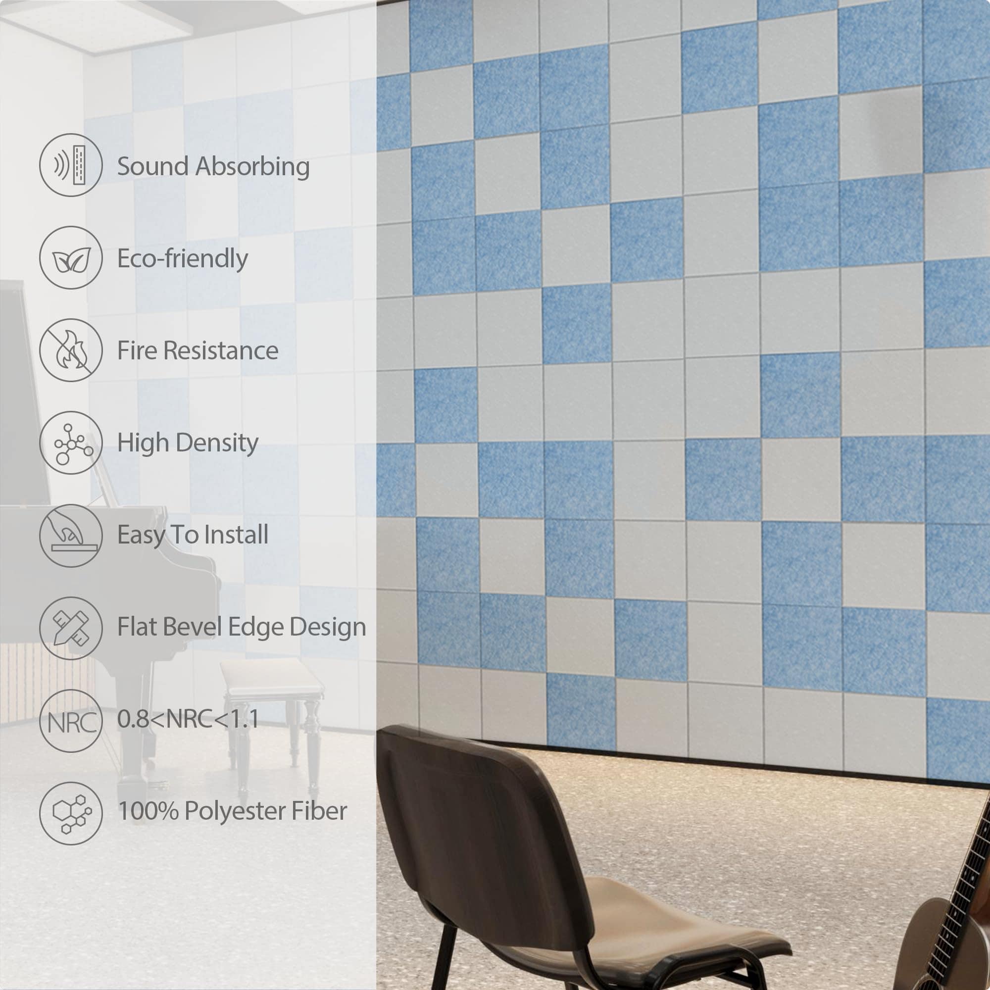 Panel Acústico Autoadhesivo de Espuma Amantech 12 Pack, - Imagen 6