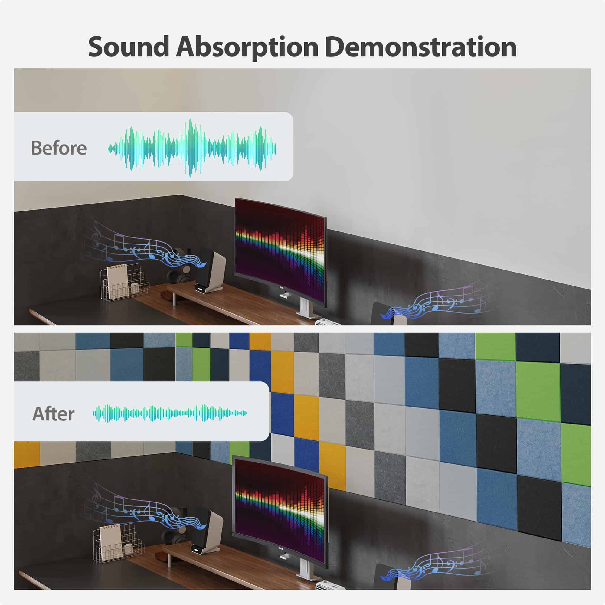 Panel Acústico Autoadhesivo de Espuma Amantech 12 Pack, - Imagen 4