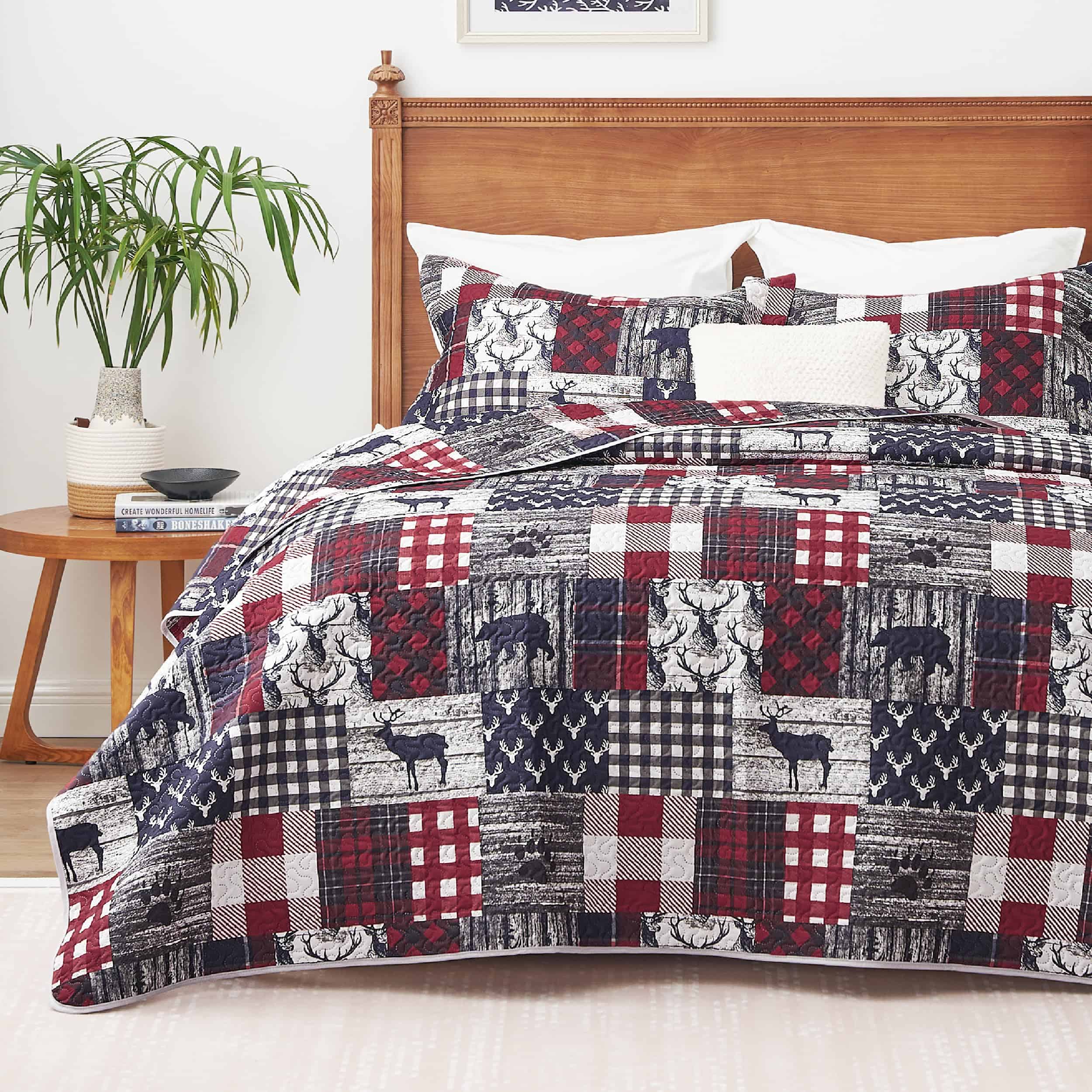 Juego de Edredón Navideño PPOLCA Queen, 3 Piezas Ligero